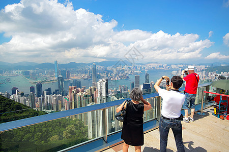 来自维多利亚峰的香港天际建筑物办公室摩天大楼旅游城市顶峰景观地标旅行市中心图片