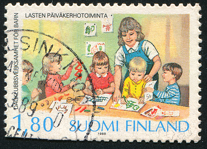 儿 童老师看门人女孩邮票男生班级古董邮戳苗圃操场图片
