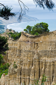 新西兰南岛 南新西兰岛 大教堂悬崖海滩环境石头浅滩沿海编队海岸蓝色地质学岩石图片