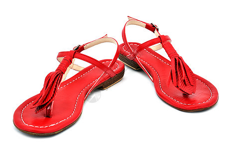 红色凉鞋皮革衣服购物高跟鞋水平女性白色扣子裙子零售背景图片
