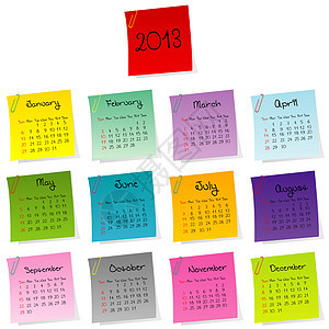2013年日历 由彩色后套件制成图片