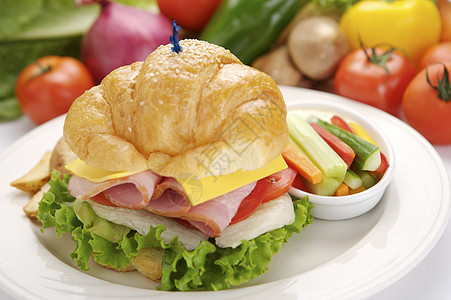 火腿和奶酪三明治面包午餐蔬菜芝麻食物晚餐沙拉早餐营养美食家图片