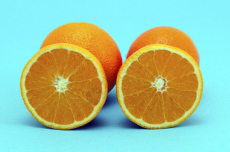 橙子水果全成 以蓝底为单位图片