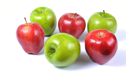 红苹果和绿苹果收成饮食小吃营养果汁叶子农业团体食物图片