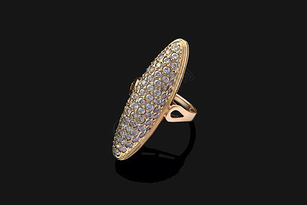 带钻石的金戒指饰品宝藏配件珠宝戒指镜子展示奢华项链首饰图片