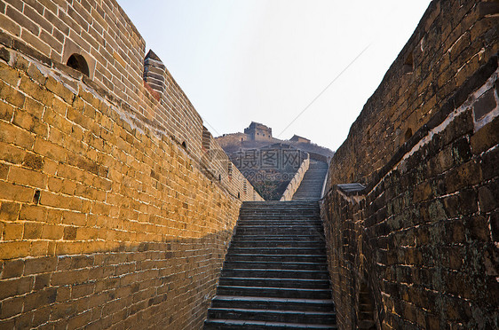 中国长城建筑学爬坡天空历史性观光旅游蓝色晴天地标石头图片