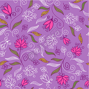 紫色的花朵无缝模式图片
