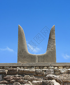 圣米诺陶牛角石头符号废墟历史古董考古雕像考古学神话历史性地标雕塑图片