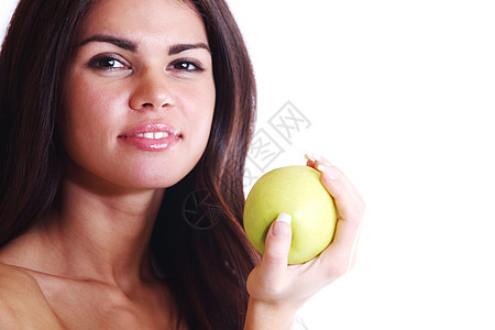 吃苹果微笑生活金发饮食食物喜悦活力营养头发水果图片