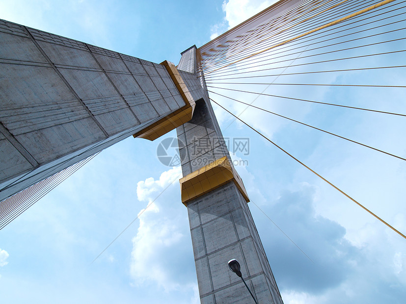 拉马8号巨型龙桥吊带港口阳光商业建造摩天大楼地标城市电缆晴天图片
