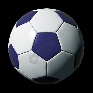 蓝皮足球球 在黑色上被孤立图片