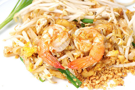 泰国食品风格 炒炒米面泰语盘子软垫午餐油炸烹饪豆芽小吃市场面条花生图片