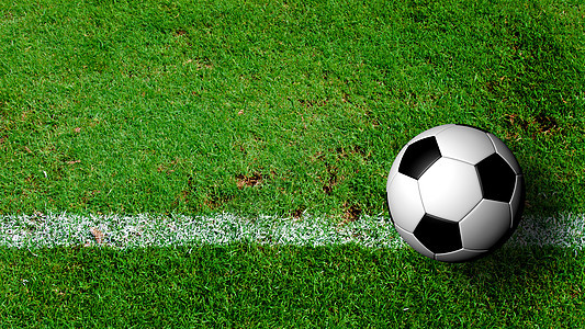 从最上观的绿色草地上的足球球活力条纹生长游戏环境沥青角落植物地面场地图片