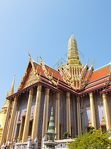 大宫 泰国曼谷曼谷金子蓝色文化艺术天空旅游游客宗教建筑宝塔图片