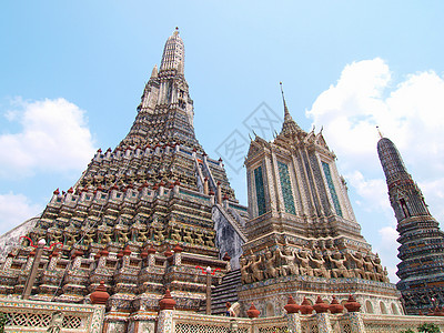 寺和曼谷美丽的蓝天文化景观地标连体建筑学旅行寺庙城市佛教徒假期图片