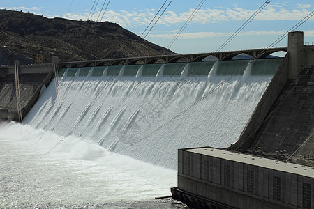 大库莱埃水电大坝活力力量古力坝流动发电机水坝水库电气薄雾瀑布图片