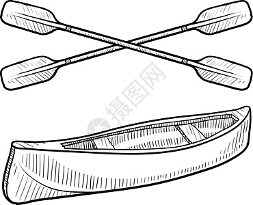 独木舟和桨草图图片