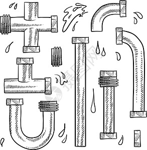 管道和水管矢量草图图片