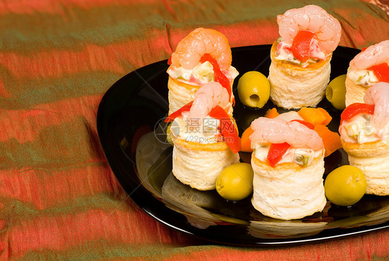 海食品排泄口盘子水平美食海鲜对虾糕点点心小吃图片