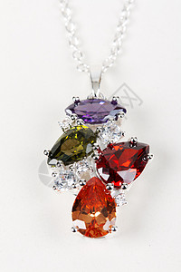 用银链钉着石头的项链挂坠盒魅力礼物钻石配饰紫色女性工作室金属展示图片
