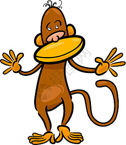 可爱猴子漫画插图快乐动物园涂鸦哺乳动物卡通片荒野野生动物尾巴生物绘画背景图片
