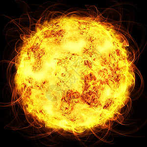 黑色光影空间中的太阳湍流绘画阳光斑点力量耀斑黄色红色天文学磁场背景