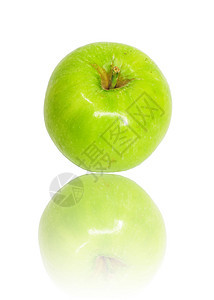 白上孤立的绿苹果养分水果食物卫生小吃宏观保健果味饮食水滴图片