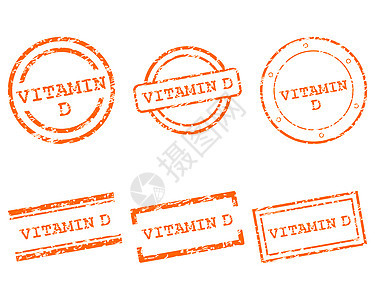 维维生素D邮票打印维生素烙印橙子邮票插图橡皮海豹墨水按钮图片
