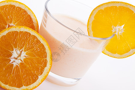 橙酸奶和甜甜点被孤立酸奶冰沙异国奶油节食健康橙子液体牛奶水果图片