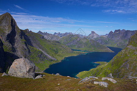 挪威风景全景胜地大豆峡湾山脉山峰旅游图片