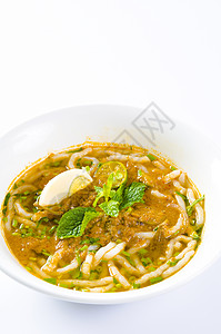 马来西族著名食品面条蔬菜肉汤柠檬黄瓜食物薄荷筷子辣椒叶子图片