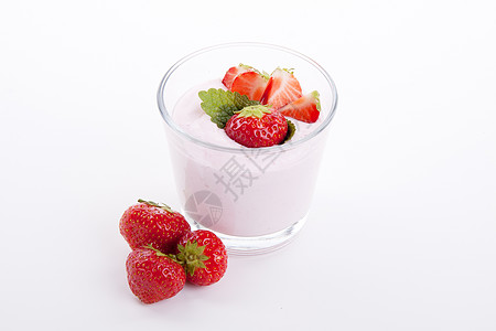 绝缘新鮮美味的strwaberry酸奶油营养液体水果产品冰沙饮料早餐健康节食饮食图片