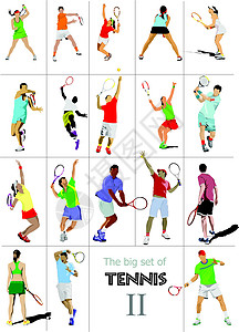 网球选手的二号大插头第二 彩色矢量插图图片