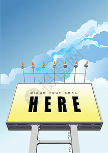 蓝色天空上的大型广告牌宣传 矢量插图账单横幅公告街道展示木板帖子城市商业空白图片
