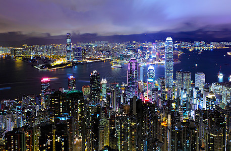 晚上在香港假期玻璃旅行建筑旅游码头天空顶峰城市市中心图片