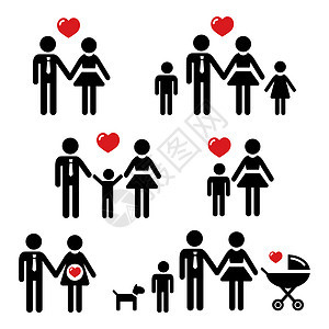 家庭图标集 — 婴儿 狗 婴儿车 夫妇 单亲图片