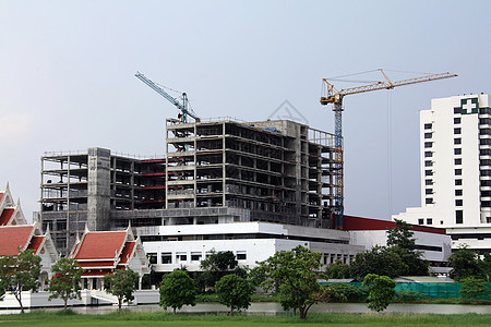 建筑物建造玻璃场景办公室脚手架住房公寓起重机城市奢华生长图片