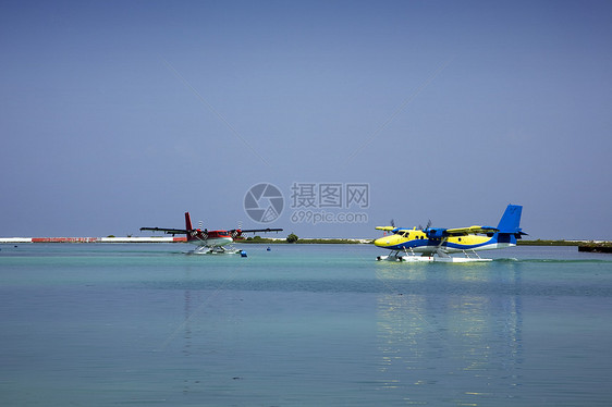 海上飞机白色螺旋桨电机码头旅行天线地平线发动机航班水上飞机图片