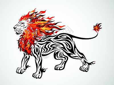火焰狮子艺术纹章红色动物园八字野生动物丛林点燃神话国王图片