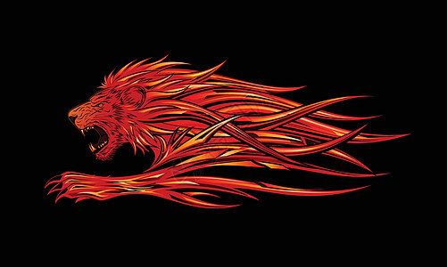 火焰狮子古董野生动物黑色国王动物园十二生肖八字艺术耀斑神话图片