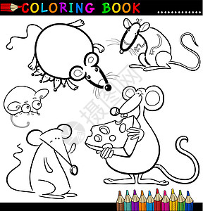 用于彩色书或页面的动物填色吉祥物幼儿园母亲快乐绘画插图彩页游戏尾巴图片
