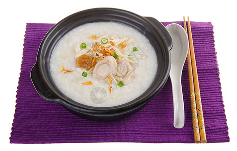 鸡尾粥大米锅猪肉蔬菜早餐海鲜午餐食物稀饭水平餐厅文化图片