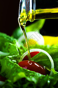 健康沙拉和香粉橄榄油环境食物辣椒美食叶子饮食宏观蔬菜餐厅菜单图片