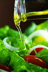 健康沙拉和香粉橄榄油餐厅菠菜美食饮食沙拉洋葱卷曲食物环境菜单图片
