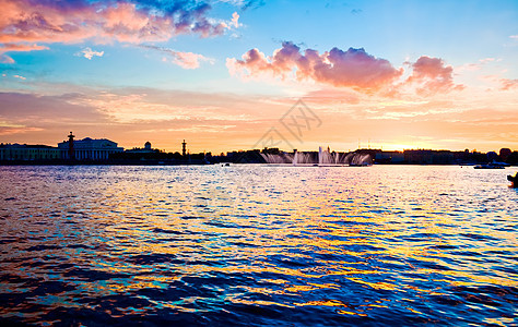 圣彼得堡照明蓝色日落历史地标建筑天空石头城市太阳图片