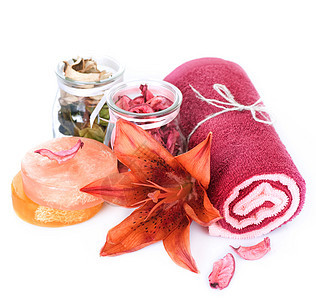 Spa 产品沙龙温泉治疗手工肥皂百合芳香花瓣毛巾草药图片