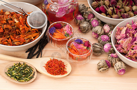 香草天然花卉茶和干花药品玫瑰酿造玻璃茶壶饮料花瓣疗法食物治疗图片