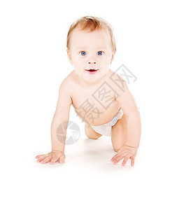 穿尿布的爬行婴儿男孩生活卫生皮肤保健尿布青少年男性育儿男生微笑图片