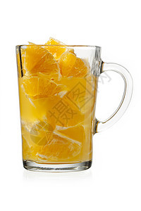 橙浆和果汁在玻璃杯中图片