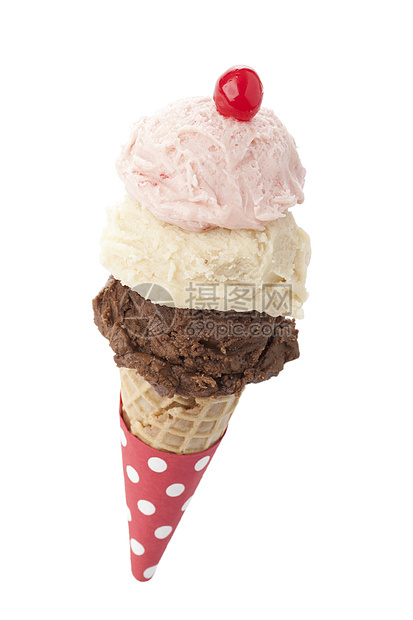 三口冰淇淋 甜锥上图片